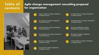 Agile Change Management Consulting Proposal For Organization Table Of Contents