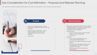 Agile cost estimation techniques key consideration for cost estimation proposal and release planning