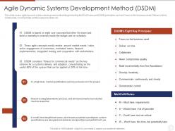 Agile dynamic systems development agile planning development methodologies and framework it