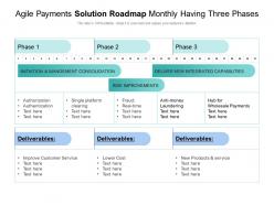 Agile payments solution roadmap monthly having three phases
