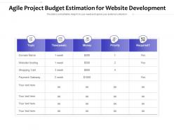 Agile project budget estimation for website development