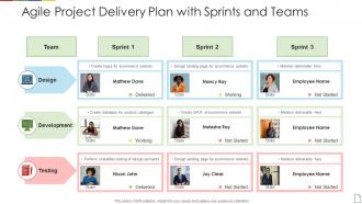 Agile project delivery plan with sprints and teams