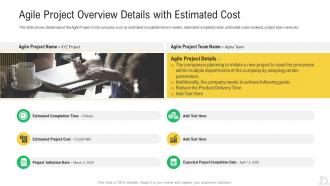 Agile project estimated cost agile maintenance reforming tasks ppt portfolio format