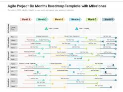 Agile project six months roadmap template with milestones