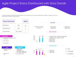 Agile project status dashboard with story details trending ppt powerpoint presentation tips