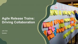 Agile Release Trains Driving Collaboration PPT Mockup AT