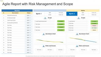Agile report with risk management and scope
