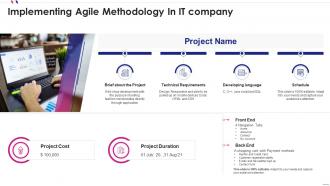 Agile software development implementing agile methodology in it company