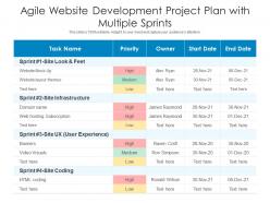 Agile website development project plan with multiple sprints