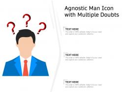 Agnostic man icon with multiple doubts