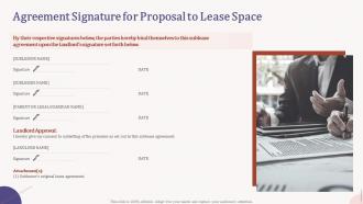 Agreement signature for proposal to lease space ppt powerpoint presentation file gallery