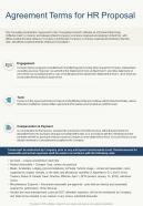 Agreement Terms For HR Proposal One Pager Sample Example Document