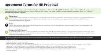 Agreement terms for hr proposal ppt summary templates