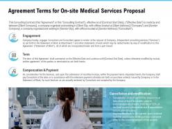 Agreement terms for on site medical services proposal ppt powerpoint tips
