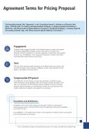 Agreement Terms For Pricing Proposal One Pager Sample Example Document