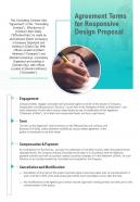 Agreement Terms For Responsive Design Proposal One Pager Sample Example Document