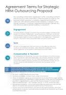 Agreement Terms For Strategic HRM Outsourcing Proposal One Pager Sample Example Document