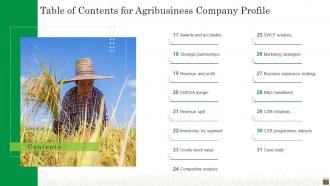 Agribusiness Company Profile Table Of Contents Ppt Powerpoint Presentation File Ideas