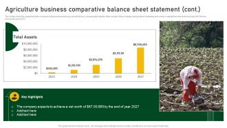 Agriculture Business Comparative Balance Sheet Farm And Agriculture Business Plan BP SS Professionally Researched