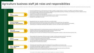 Agriculture Business Staff Job Roles And Responsibilities Farm And Agriculture Business Plan BP SS