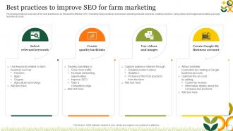 Agriculture Crop Marketing Best Practices To Improve SEO For Farm Marketing Strategy SS V