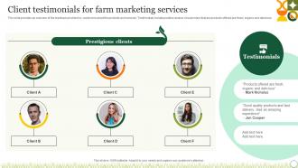 Agriculture Crop Marketing Client Testimonials For Farm Marketing Services Strategy SS V