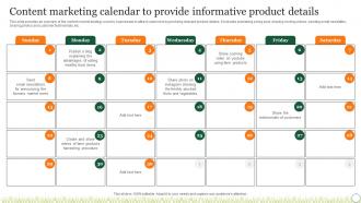 Agriculture Crop Marketing Content Marketing Calendar To Provide Informative Strategy SS V