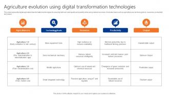Agriculture Evolution Using Digital Transformation Technologies