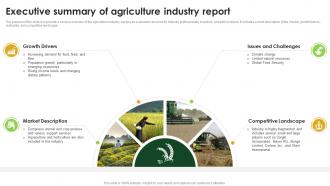 Agriculture Industry Report Outlook Executive Summary Of Agriculture Industry Report IR SS