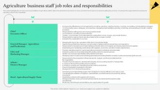 Agriculture Staff Job Roles And Responsibilities Agriculture Products Business Plan BP SS