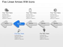 Ah five linear arrows with icons powerpoint template