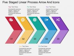 Ah five staged linear process arrow and icons flat powerpoint design
