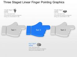 Ah three staged linear finger pointing graphics powerpoint template slide