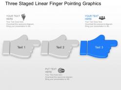 Ah three staged linear finger pointing graphics powerpoint template slide