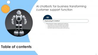 AI Chatbots For Business Transforming Customer Support Function Powerpoint Presentation Slides AI CD V Informative Attractive