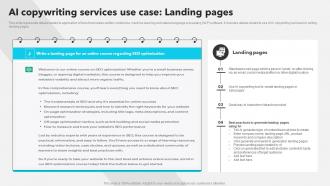 AI Copywriting Services Use Case Landing Pages AI Copywriting Tools AI SS V