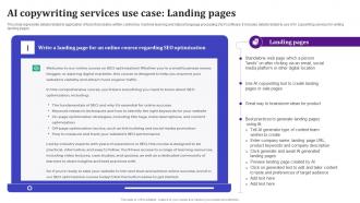 AI Copywriting Services Use Case Landing Pages AI Text To Voice Convertor Tools AI SS V