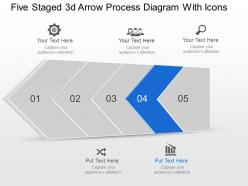 Ai five staged 3d arrow process diagram with icons powerpoint template