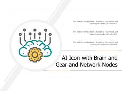 Ai icon with brain and gear and network nodes