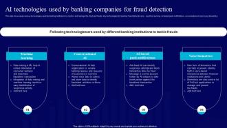 AI Technologies Used By Banking Companies For Fraud Detection AI Use Cases For Finance AI SS V