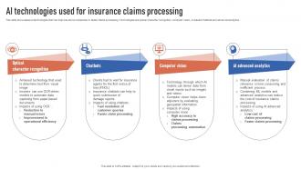 AI Technologies Used For Insurance Claims Processing Finance Automation Through AI And Machine AI SS V