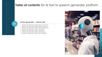 AI Text To Speech Generator Platform Table Of Content AI SS V