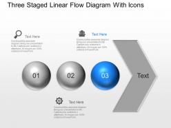 Ai three staged linear flow diagram with icons powerpoint template slide