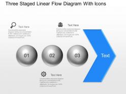 Ai three staged linear flow diagram with icons powerpoint template slide