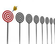 Aiming high business targets stock photo