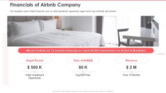 Airbnb investor funding elevator financials of airbnb company ppt presentation icon shapes