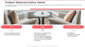 Airbnb investor funding elevator problem statement before airbnb ppt layouts brochure