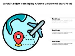 Aircraft flight path flying around globe with start point
