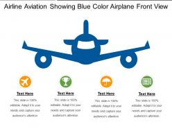 Airline aviation showing blue color airplane front view