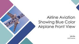 Airline Aviation Showing Blue Color Airplane Front View PPT Graphics AT